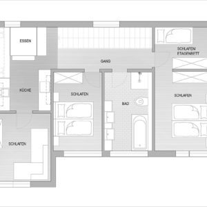 Grundriss Obergeschoß – Design Ferienhaus Altenmarkt-Zauchensee