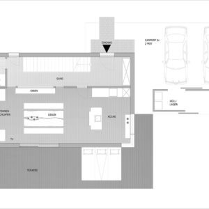 Grundriss Erdgeschoß – Design Ferienhaus Altenmarkt-Zauchensee