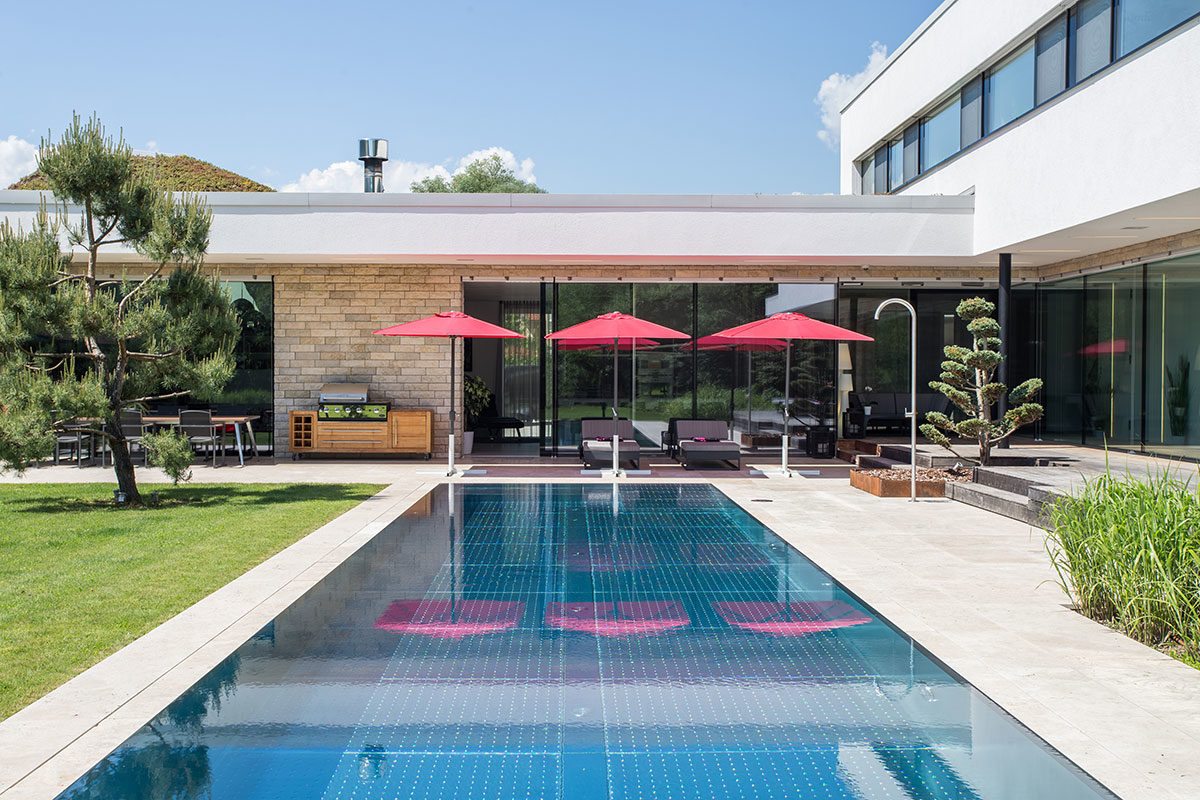 Außenpool - Design Ferienhaus Bauhausvilla Kärnten, Spittal/Millstätter See