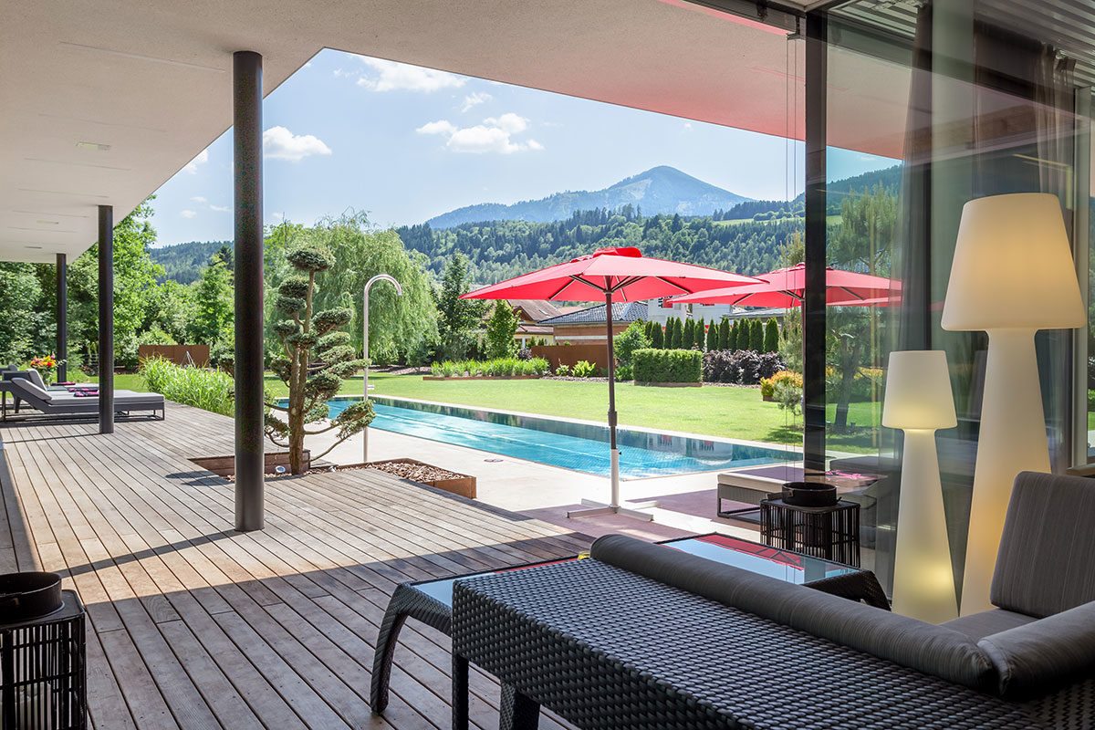 Außenpool - Design Ferienhaus Bauhausvilla Kärnten, Spittal/Millstätter See