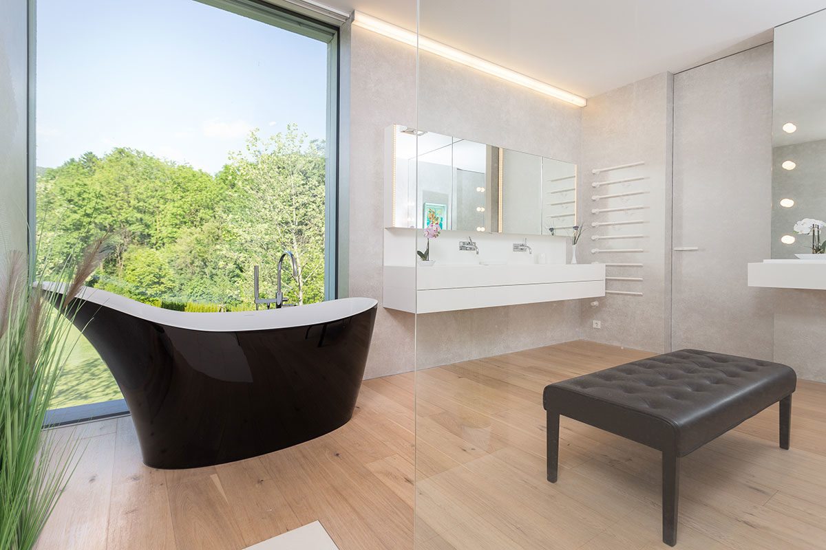 Badezimmer - Design Ferienhaus Bauhausvilla Kärnten, Spittal/Millstätter See